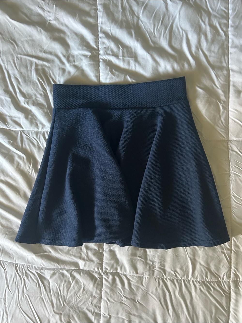 Flared Navy Circle Skirt with Smooth Waistband